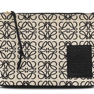 Loewe Jacquard Anagram Clutch Ecru black